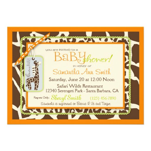 Safari Boy Orange Invitation Card 2