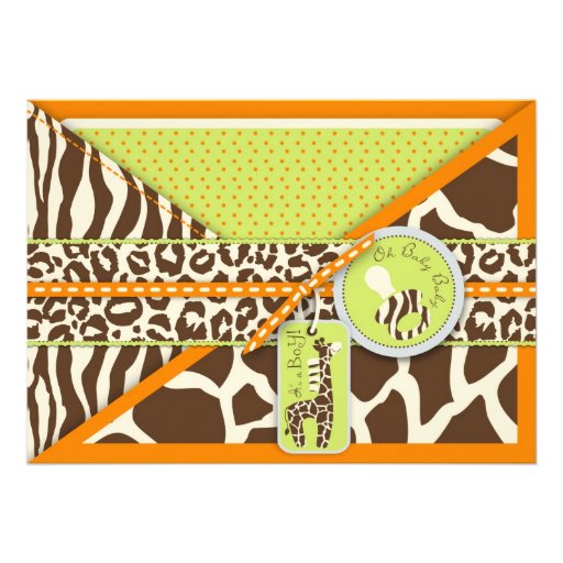 Safari Boy Orange Invitation Card 2