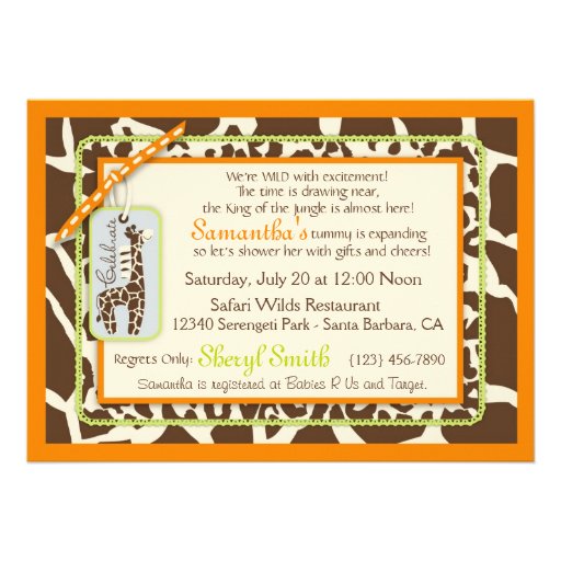 Safari Boy Orange Invitation Card 3