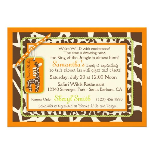 Safari Boy Orange Invitation Card 4