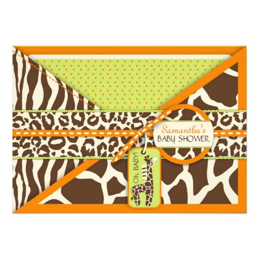 Safari Boy Orange Invitation Card 4