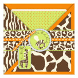Safari Boy Orange Invitation Square