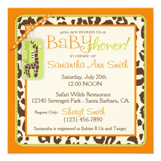 Safari Boy Orange Invitation Square