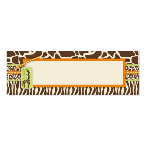 Safari Boy Orange Skinny Gift Tag 2 Business Card (back side)