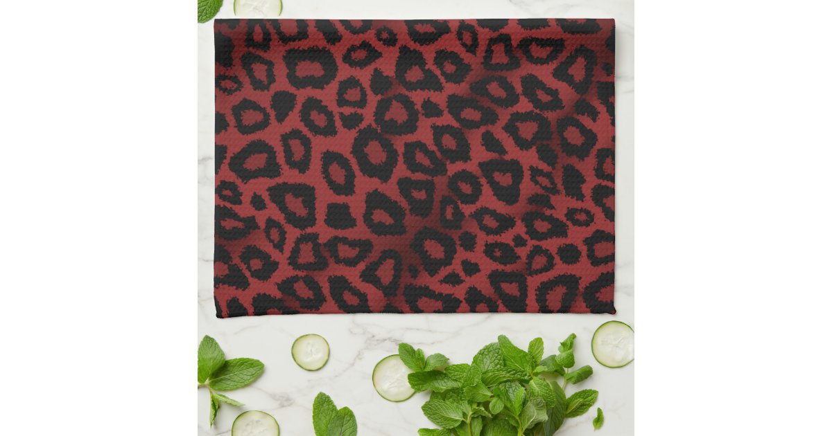 Safari Dark Red Leopard Animal Print Hand Towels Zazzle