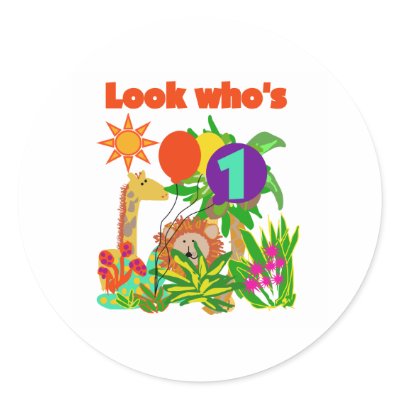 Safari First Birthday Round Sticker by kids_birthdays