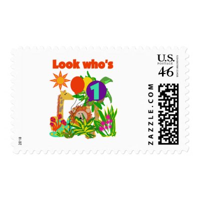 Safari First Birthday Tshirts and Gifts Postage Stamps