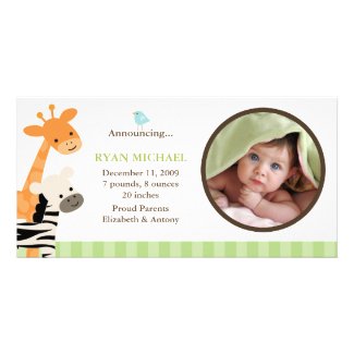 Safari Friends Birth Announcement Customized Photo Card