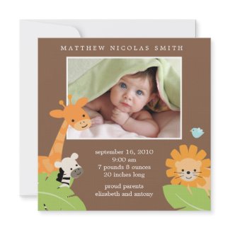 Safari Friends Birth Announcements invitation
