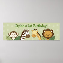 Safari Friends Jungle Animal Birthday Banner Sign posters
