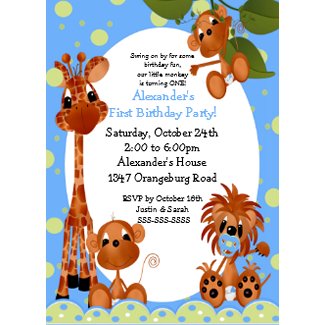Safari Fun 1st Birthday invitation