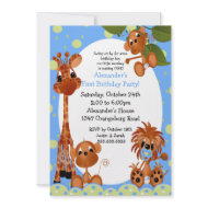 Safari Fun 1st Birthday invitation
