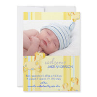 Safari Giraffe Baby Boy Photo Birth Announcements invitation