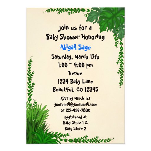 Safari Giraffe Baby Shower Invitation