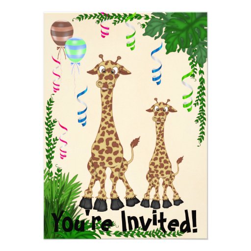 Safari Giraffe Baby Shower Invitation