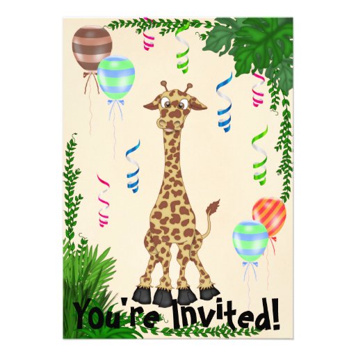 Safari Giraffe Birthday Party Invitation