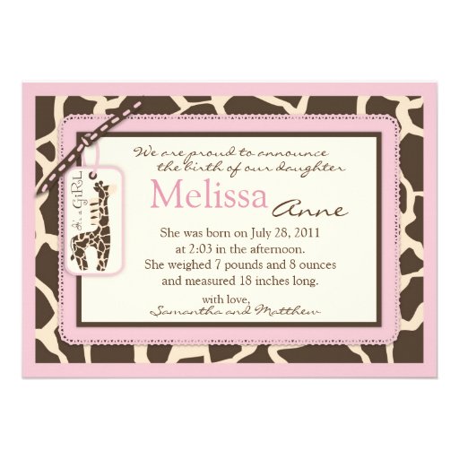 Safari Girl Announcement Card