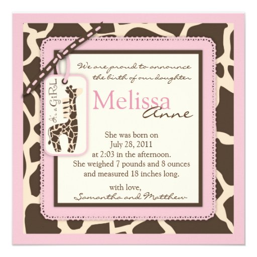Safari Girl Announcement Square