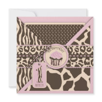 Safari Girl Birthday Invite Card 1B
