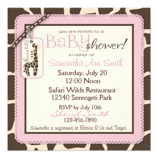 Safari Girl Invitation Square 2