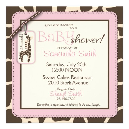Safari Girl Invitation Square 2