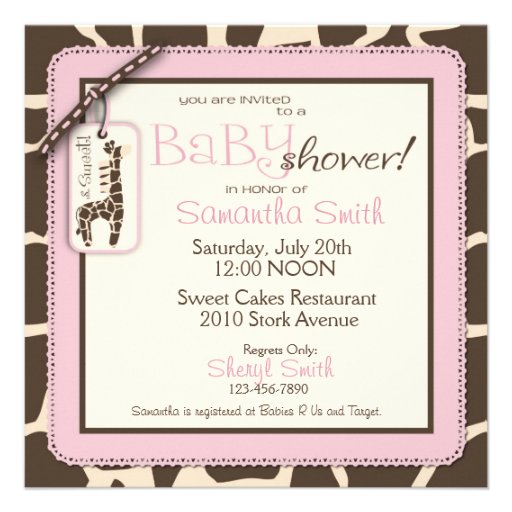 Safari Girl Invitation Square B