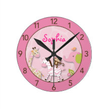 Safari Girl Jungle Personalized Nursery Wall Clock