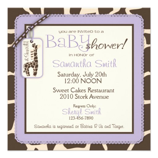 Safari Girl LAV Invitation Square B