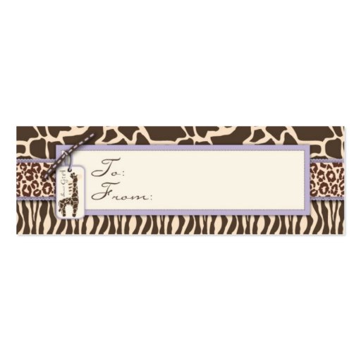 Safari Girl LAV Skinny Gift Tag 2 Business Card Templates (back side)