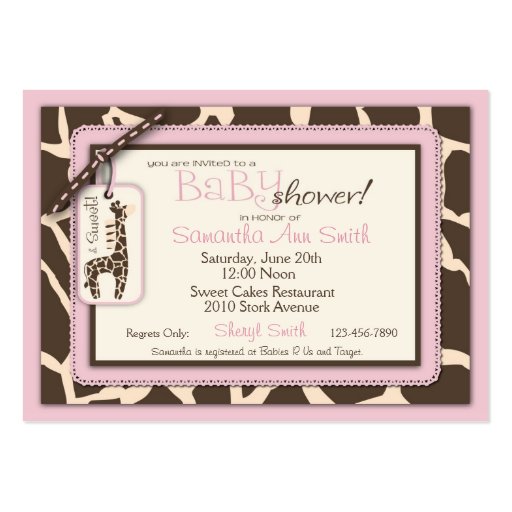 Safari Girl Reminder Notecard Business Card (back side)