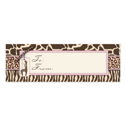Safari Girl Skinny Gift Tag Business Card Template (back side)