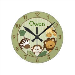 Safari Jungle Animal Personalized Wall Clock