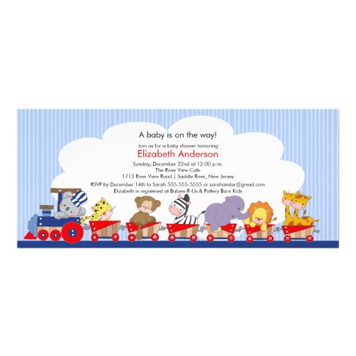 Safari Jungle Animals Train Baby Shower Invitation