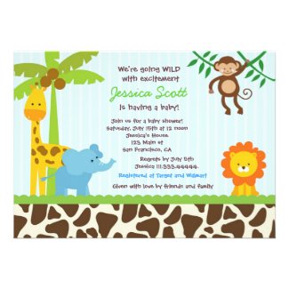 Safari Jungle Baby Shower Invitations