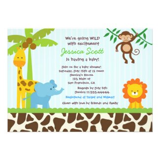 Safari Jungle Baby Shower Invitations