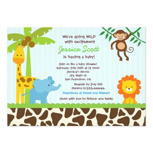 Safari Jungle Baby Shower Invitations