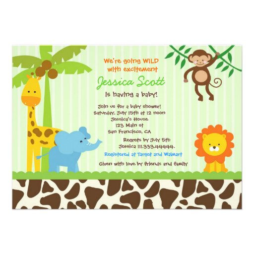 Safari Jungle Baby Shower Invitations