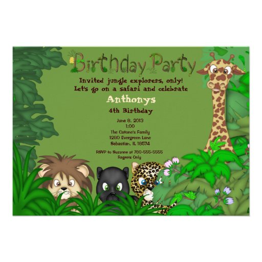 Safari Jungle Birthday Invitation