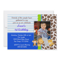 Safari Jungle Monkey Photo Birthday Invitations