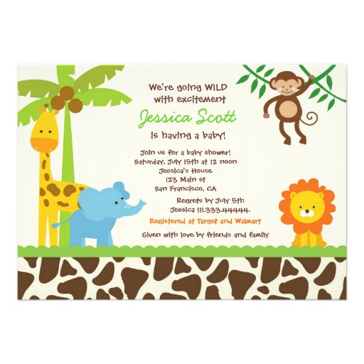 Safari Jungle Zoo Baby Shower Invitations from Zazzle.com