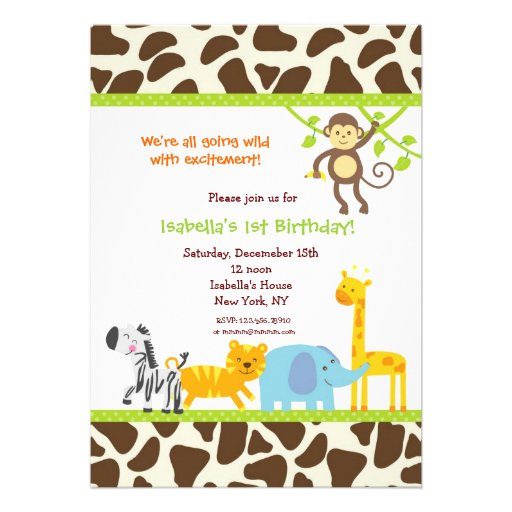Safari Jungle Zoo Birthday invitations