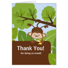 Safari Monkey Baby Shower Thank You Note Card