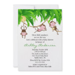 Safari Triplet Monkeys Baby Shower Invitation