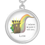 Safe Leprechauns Gold, Round Pendant Necklace