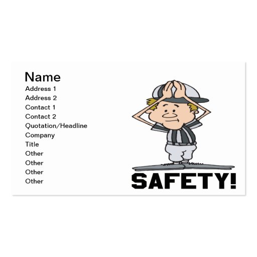 Safety Business Cards (front side)
