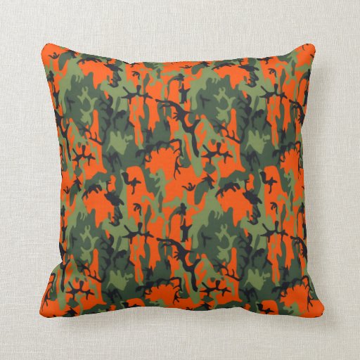 Safety Orange and Green Camo Pillows Zazzle
