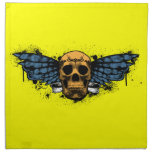 Saffron winged skull printed napkins