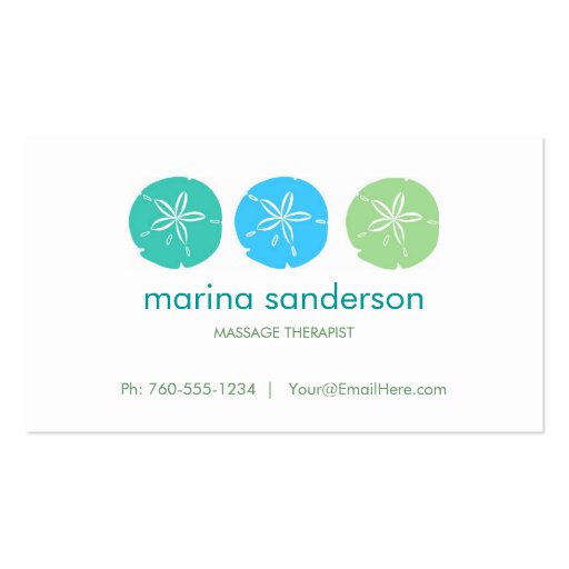 Sage and Aqua Sand Dollar Business Cards (front side)