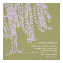 Sage and Lavender Willow Tree Wedding Invitation