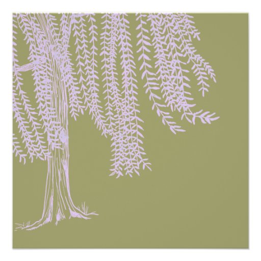 Sage and Lavender Willow Tree Wedding Invitation